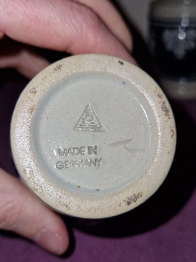 Matching pair of Zoller and Born German stoneware wine goblets