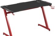 142 x 66 cm Racing Gaming Desk, Computer Table with Cup Holder and Headphone Hook, Black and Red