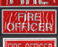 Bundle of Fire Officer/ Fire Reflective Badges. 2 310mm X 100mm, 5 240mm X 110mm & 4 120mm X 44mm