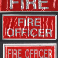 Bundle of Fire Officer/ Fire Reflective Badges. 2 310mm X 100mm, 5 240mm X 110mm & 4 120mm X 44mm