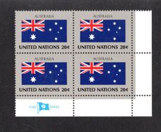 1984 United Nations New York Australia National Flag (part of flag series) Block of 4 Mint Never Hinged (MNH)