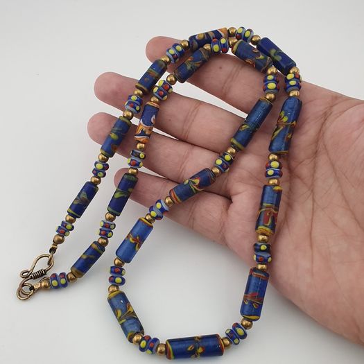 Vintage Venetian Style Floral Glass Beads Necklace