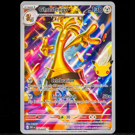 Gholdengo 142/128 Illustration AR Holo Rare 30th Celebration Anniversary Pokemon Card