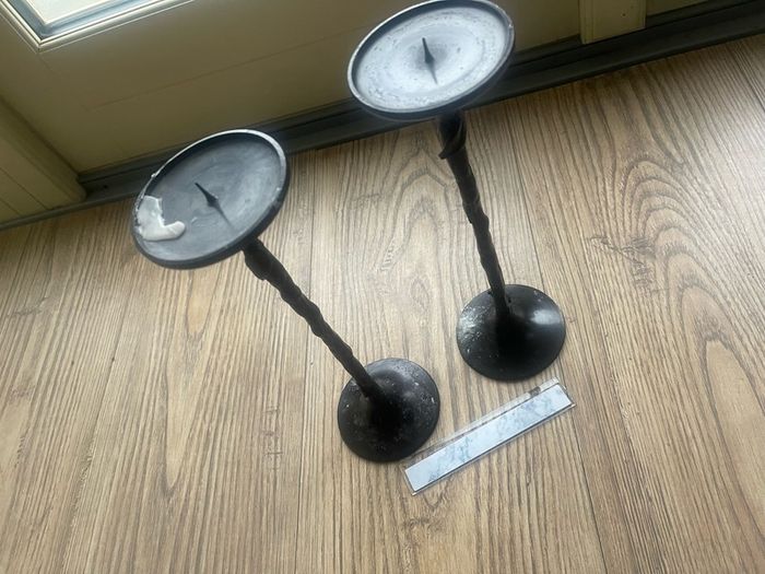 Large metal candle holders vintage look