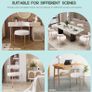 Desk Chair No Wheels Vanity Chair Comfy Accent Chair for Living Dining Room Bedroom Home Office Mid Century Modern Upholstered Armless with Metal Legs (Gold Frame+White, 1) Image 4