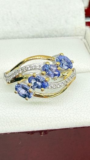 Tanzanite & White Zircon 4-Stone Ring