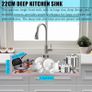 Undermount Single Bowl, 46/46cm Large Kitchen Sink Workstation, T304 Stainless Steel Kitchen Sink with Drain Assembly and Removable Strainer for Easy Cleaning Brushed Image 2