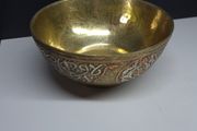 Vintage Engraved Brass Bowl with Decorative Detail