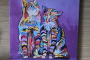 Steven Brown cat print on canvas