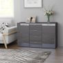 Sideboard High Gloss Grey 120x35.5x75 cm Chipboard Image 5