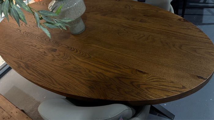 220cm Oval Oak Dining Table Ex Display Like New