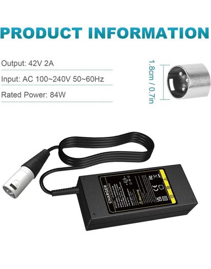 42V 2A Charger for FIIDO D3 D3S D3Pro Electric Bicycle 100-240V Charger Spare Parts
