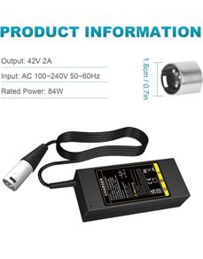 42V 2A Scooter Battery Charger Compatible with Electric bike fiido d3 d3s d3 pro Electric Mobility Scooter Power Chair Wheelchair with XLR Connector