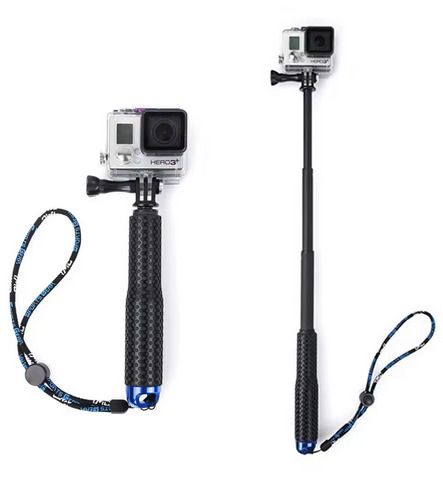 Extendable Pole Mini Selfie Stick Waterproof Monopod Blue For action camera