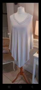 Designer poncho with pearls