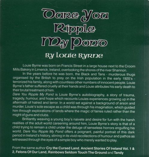 Dare You Ripple My Pond - Louie Byrne (Signed by the Author) -  A Limerick City Childhood.
