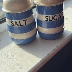 Vintage T.G. Green Cornishware Salt & Sugar Shakers