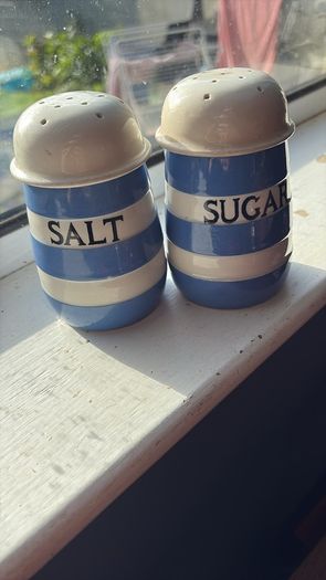 Vintage T.G. Green Cornishware Salt & Sugar Shakers