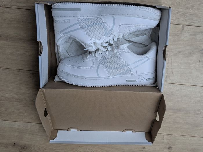 Nike Air Force 1 React White Leather Sneakers Size UK 9