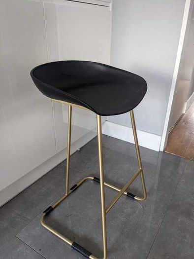 Set of 3 black and gold bar stools