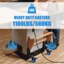 75 mm Castor Wheel, M8 x 1.25 x 25 mm (Shaft Diameter 7.5 mm, Shaft Length 25 mm), Load Capacity 1100LB, Blue Polyurethane Caster Wheel for Furniture, Barbecues, Trolley, Transport,Set of 4 Image 3