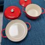 2x Crofton iron cast casserole pots in red Image 2