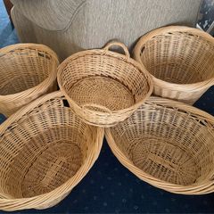 Matching Wicker Laundry Baskets Set x 5