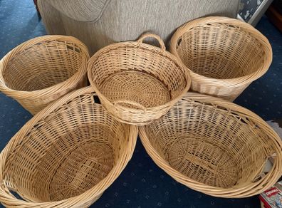 Matching Wicker Laundry Baskets Set x 5