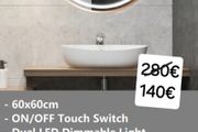 LED Bathroom Mirror 60cm Round Gold Frame Antifog