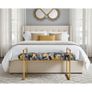 Tropical Velvet Bench Gold Metal Frame Image 3