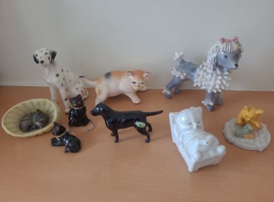 Antique cat and dog figurines  - including Beswick