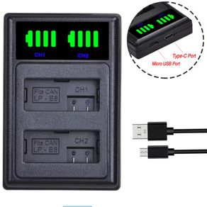 LP-E8 Dual Battery Charger with LED Display for Canon Cameras - 0151