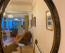 Antique Oval Chinoserie Wall Mirror