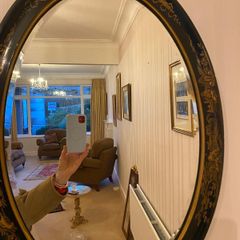 Antique Oval Chinoserie Wall Mirror