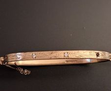 Vintage Gold Plated 2 Coloured 4 Stone Bangle With Safety Chain - Open To Offers!!