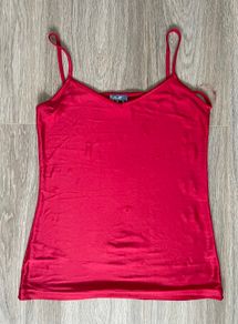 Red Cami Satin Top - red camisole or tank top