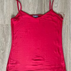 Red Cami Satin Top - red camisole or tank top