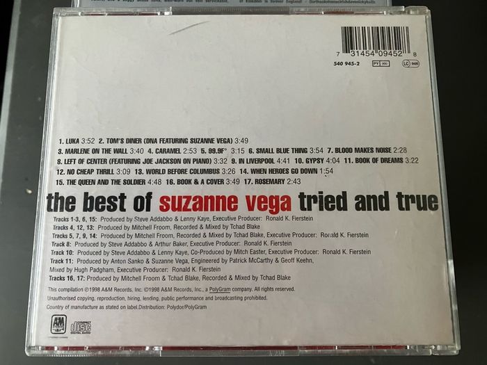 The Best Of Suzanne Vega - Tried And True    CD