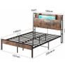 4ft6 Double Bed Frame with Storage Wooden Headboard Image 10