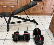 Selectable Dumbbells 2.5kg To 25kg + Adjustable Weight Bench.