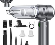 Vacuum Cleaner, 22000Pa Car Vacuum Cleaner Cordless Powerful, Brushless Motor, Multiple Brush Heads, 4-in-1 Multifunctional Portable Mini Car Hoover for Office/Home/Pet Hair, Dark Grey