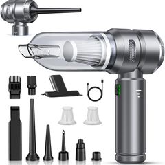Vacuum Cleaner, 22000Pa Car Vacuum Cleaner Cordless Powerful, Brushless Motor, Multiple Brush Heads, 4-in-1 Multifunctional Portable Mini Car Hoover for Office/Home/Pet Hair, Dark Grey