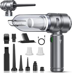 Vacuum Cleaner, 22000Pa Car Vacuum Cleaner Cordless Powerful, Brushless Motor, Multiple Brush Heads, 4-in-1 Multifunctional Portable Mini Car Hoover for Office/Home/Pet Hair, Dark Grey