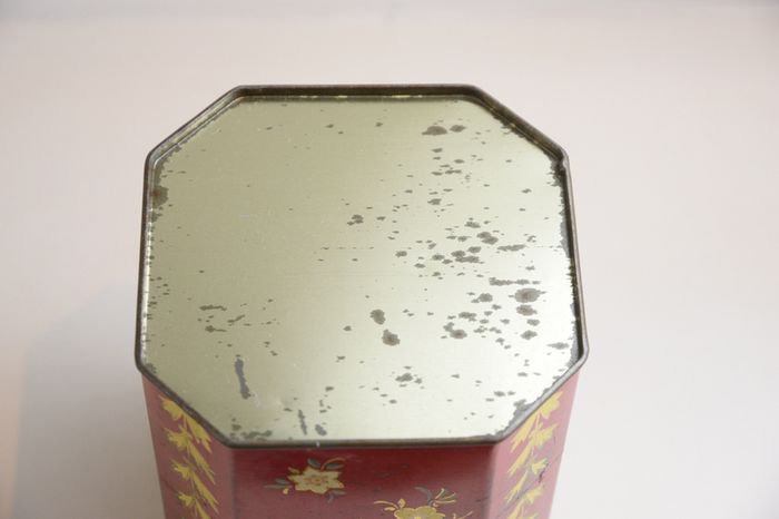 Vintage Hexagon Tin Tea Caddy