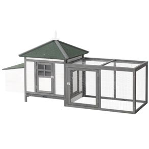 Chicken Coop Small Animal Pet Cage w/ Nesting Box Outdoor Run Wooden