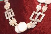 necklace double stranded statement necklace.Mother of Pearl
