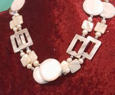 necklace double stranded statement necklace.Mother of Pearl