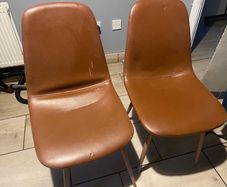 JONSTRUP Dining Chair in cognac faux leather with natural oak-coloured steel legs from JYSK