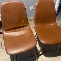 JONSTRUP Dining Chair in cognac faux leather with natural oak-coloured steel legs from JYSK