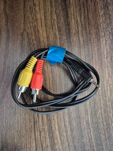3.5mm jack to 3 RCA audio/video cable.